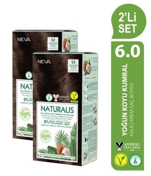 NATURALIS (vegan) 2'Lİ SET  6.0 YOĞUN KOYU KUMRAL Kalıcı Krem Saç Boyası Seti