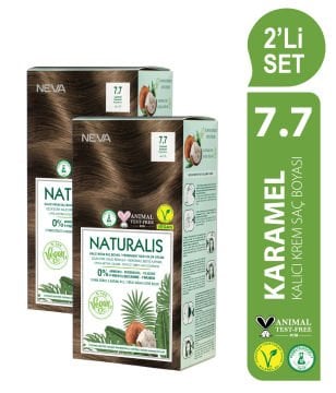 NATURALIS (vegan) 2'Lİ SET  7.7 KARAMEL Kalıcı Krem Saç Boyası Seti