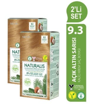 NATURALIS (vegan) 2'Lİ SET  9.3 AÇIK ALTIN SARISI Kalıcı Krem Saç Boyası Seti