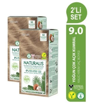 NATURALIS (vegan) 2'Lİ SET  9.0 YOĞUN ÇOK AÇIK KUMRAL Kalıcı Krem Saç Boyası Seti