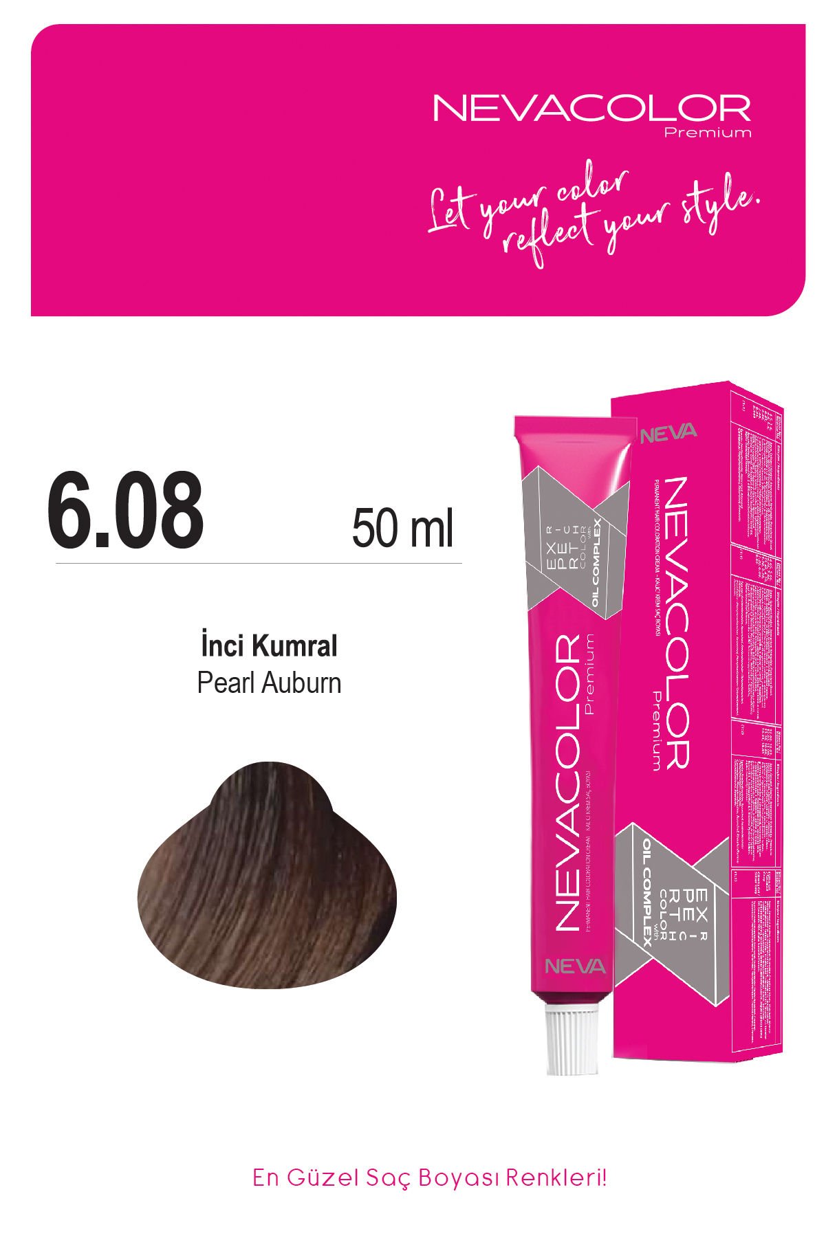 Nevacolor Premium 6.08 İnci Kumral - Kalıcı Krem Saç Boyası 50 g Tüp