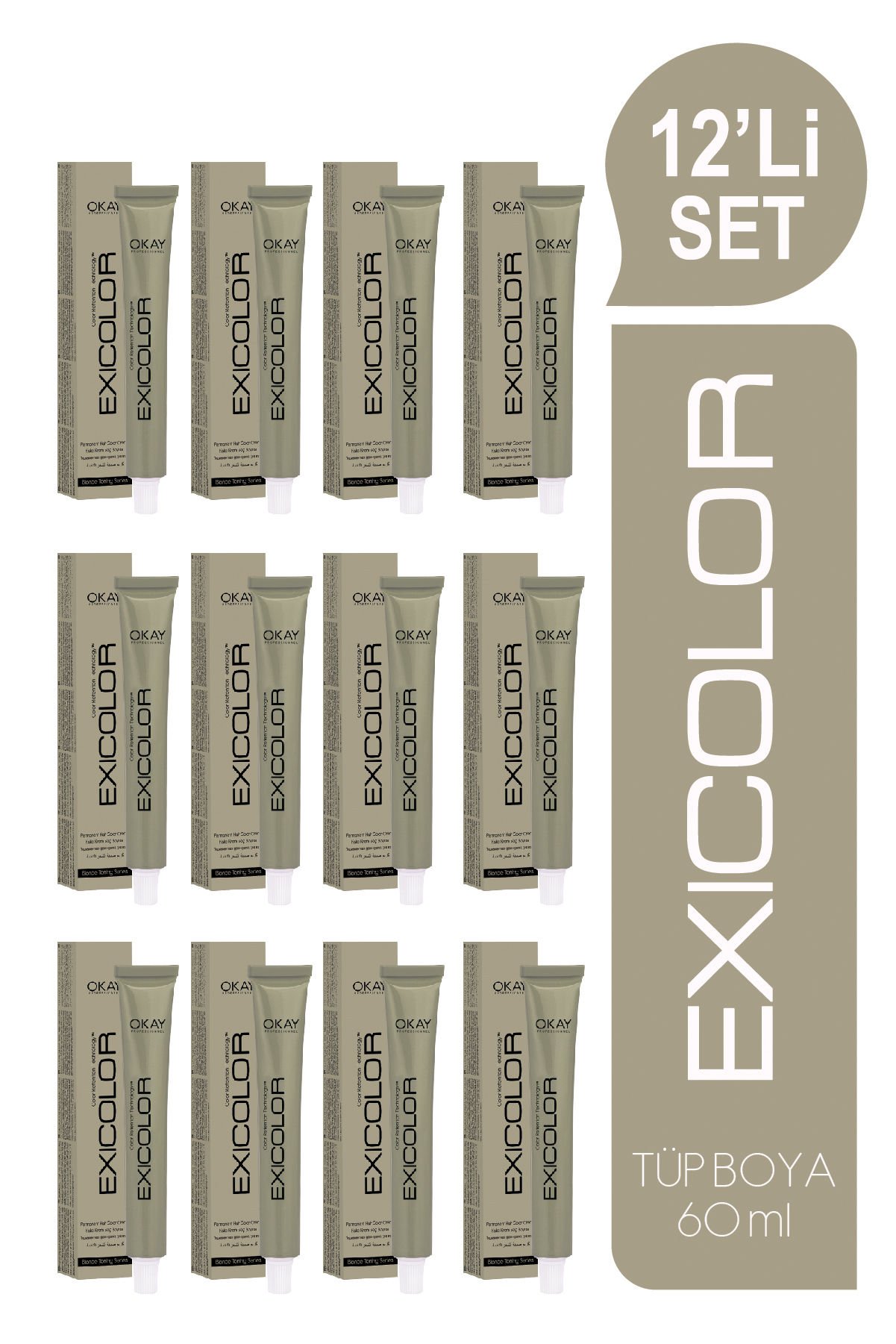 EXICOLOR 12'Lİ SET Tonlayıcı T.08 KUM SARISI Kalıcı Krem Saç Boyası (60ml x 12 adet)