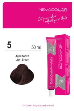 Nevacolor Premium 5. Açık Kahve - Kalıcı Krem Saç Boyası 50 g Tüp