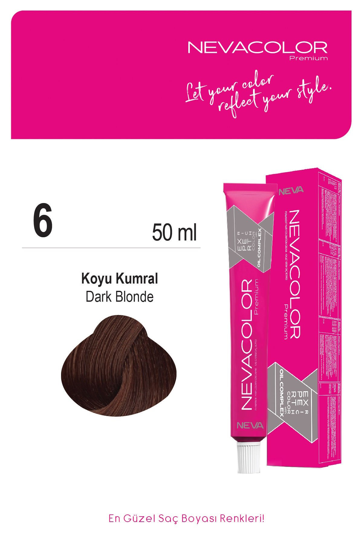 Nevacolor Premium 6. Koyu Kumral - Kalıcı Krem Saç Boyası 50 g Tüp