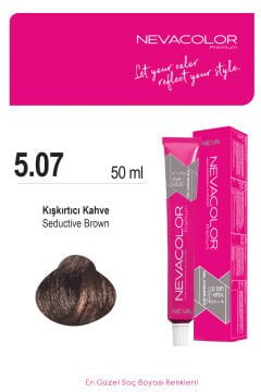 Nevacolor Premium 5.07 Kışkırtıcı Kahve - Kalıcı Krem Saç Boyası 50 g Tüp