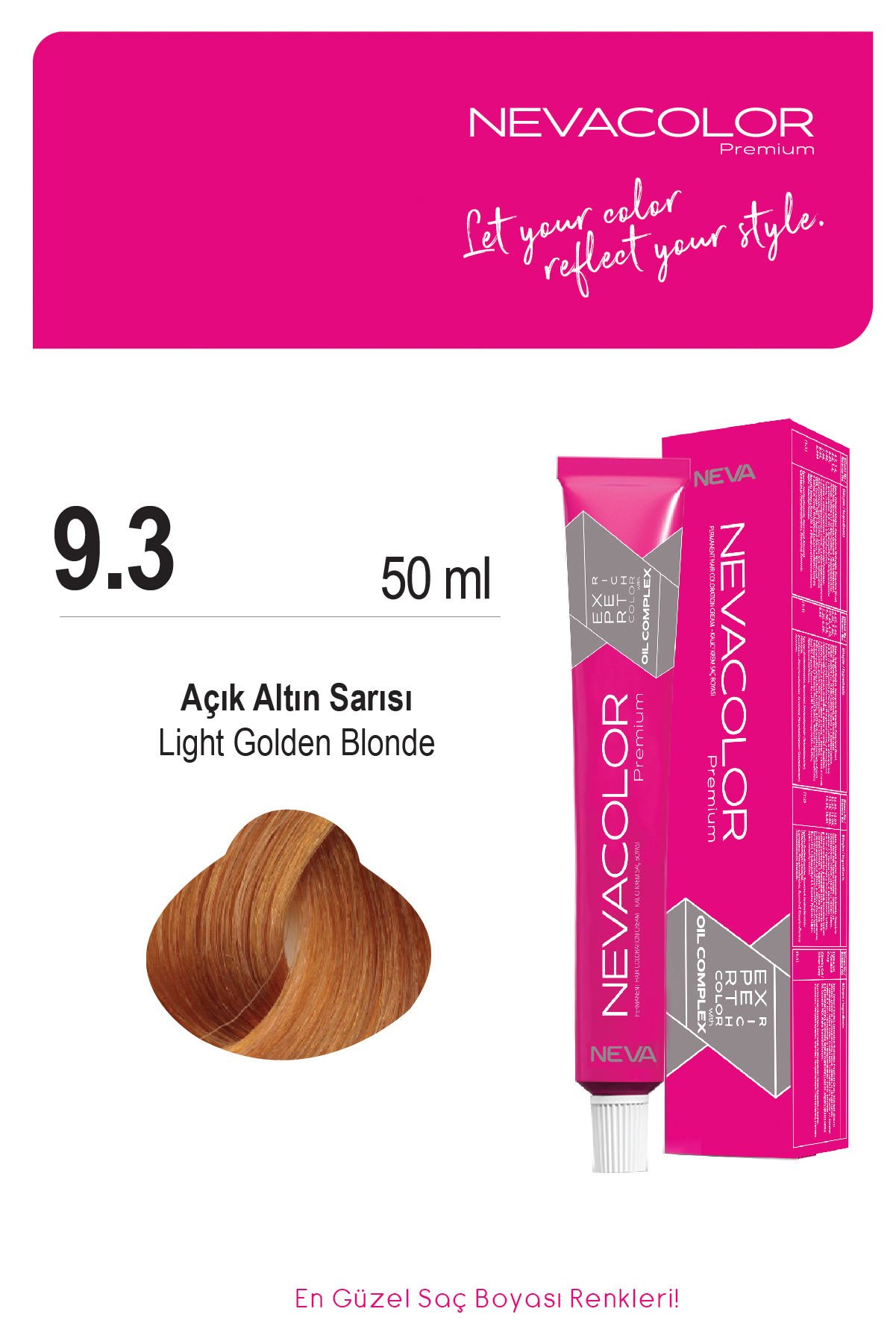 Nevacolor Premium 9.3 Açık Altın Sarısı - Kalıcı Krem Saç Boyası 50 g Tüp