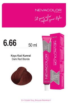 Nevacolor Premium 6.66 Koyu Kızıl Kumral - Kalıcı Krem Saç Boyası 50 g Tüp