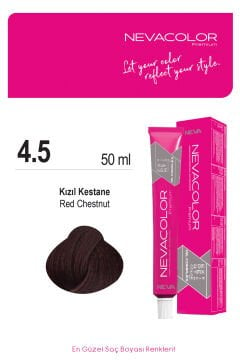 Nevacolor Premium 4.5 Kızıl Kestane - Kalıcı Krem Saç Boyası 50 g Tüp