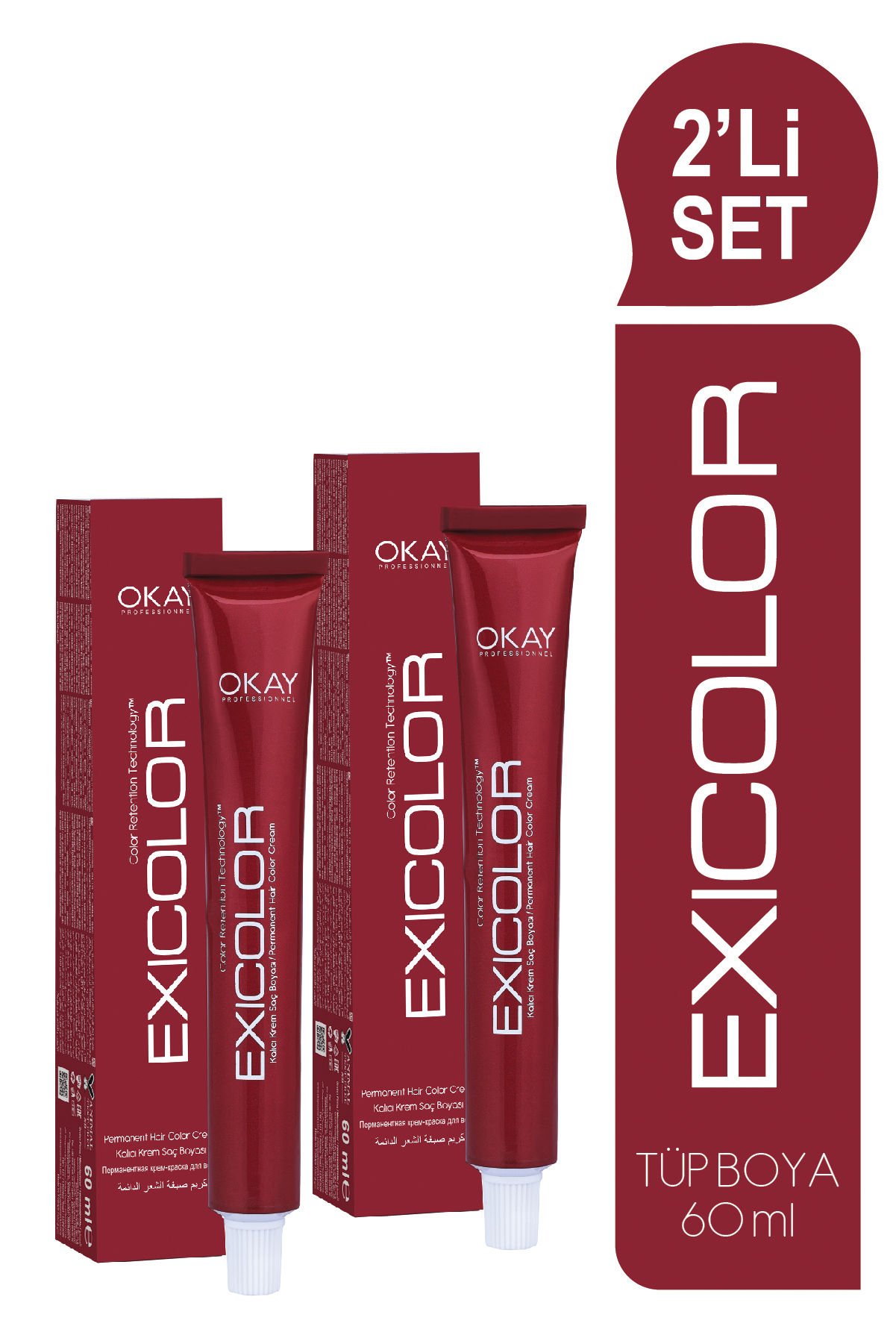 EXICOLOR 2'Lİ SET 7.111 EKSTRA KÜLLÜ KUMRAL Kalıcı Krem Saç Boyası (60ml x 2 adet)