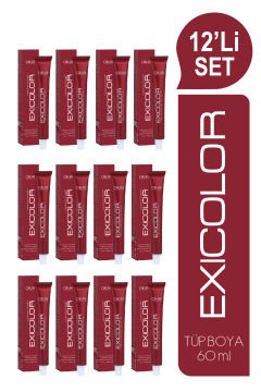 EXICOLOR 12'Lİ SET 6.111 EKSTRA KÜLLÜ KOYU KUMRAL Kalıcı Krem Saç Boyası (60ml x 12 adet)