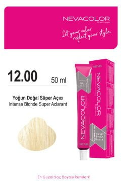 Nevacolor Premium 12.00 Yoğun Doğal Süper Açıcı - Kalıcı Krem Saç Boyası 50 g Tüp