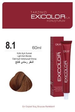 Exicolor 8.1 Küllü Açık Kumral - Kalıcı Krem Saç Boyası 60 ml Tüp