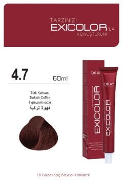 Exicolor 4.7 Türk Kahvesi - Kalıcı Krem Saç Boyası 60 ml Tüp