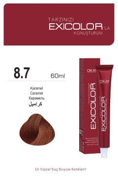 Exicolor 8.7 Karamel - Kalıcı Krem Saç Boyası 60 ml Tüp