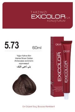 Exicolor 5.73 Yoğun Altın Kahve - Kalıcı Krem Saç Boyası 60 ml Tüp