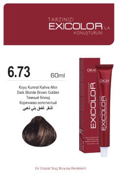 Exicolor 6.73 Koyu Kumral Altın Kahve - Kalıcı Krem Saç Boyası 60 ml Tüp