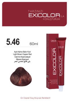 Exicolor 5.46  Açık Kahve Bakır Kızıl - Kalıcı Krem Saç Boyası 60 ml Tüp
