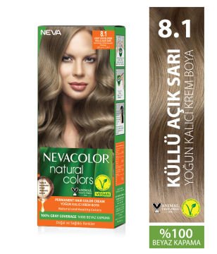 Nevacolor Natural Colors 8.1 Küllü Açık Sarı - Kalıcı Krem Saç Boyası Seti