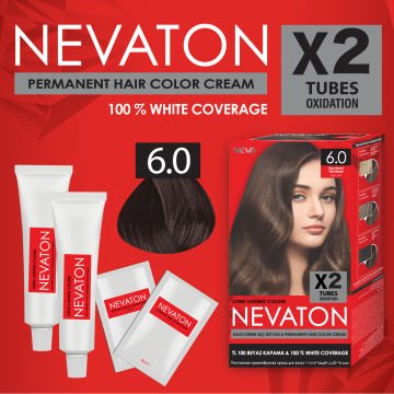 NEVATON 2 x 2'Lİ SET 6.0  KOYU KUMRAL Kalıcı Krem Saç Boyası Seti (4 boya + 4 oksidan)