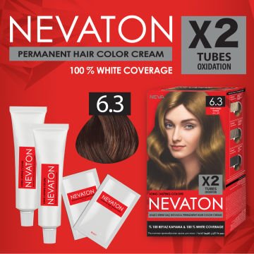 NEVATON 2 x 2'Lİ SET 6.3 FINDIK KABUĞU Kalıcı Krem Saç Boyası Seti (4 boya + 4 oksidan)