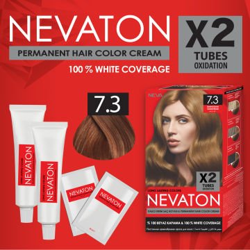 NEVATON 2 x 2'Lİ SET 7.3 KARAMEL KUMRAL Kalıcı Krem Saç Boyası Seti (4 boya + 4 oksidan)