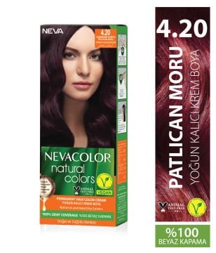 Nevacolor Natural Colors 4.20 Patlıcan Moru - Kalıcı Krem Saç Boyası Seti