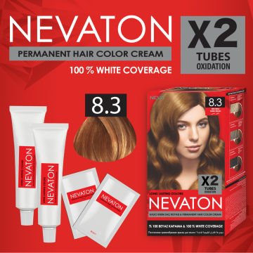 NEVATON 2 x 2'Lİ SET 8.3 ALTIN SARISI Kalıcı Krem Saç Boyası Seti (4 boya + 4 oksidan)
