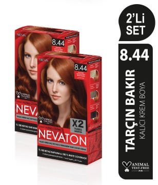 NEVATON 2 x 2'Lİ SET 8.44 TARÇIN BAKIR Kalıcı Krem Saç Boyası Seti (4 boya + 4 oksidan)