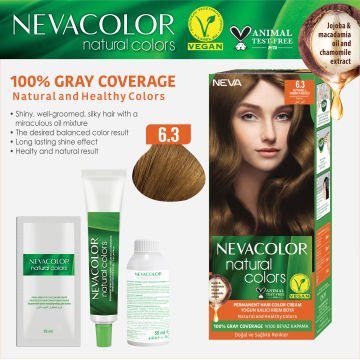 Nevacolor Natural Colors 6.3 Fındık Kabuğu - Kalıcı Krem Saç Boyası Seti