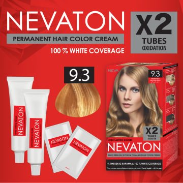 NEVATON 2 x 2'Lİ SET 9.3 AÇIK ALTIN SARISI Kalıcı Krem Saç Boyası Seti (4 boya + 4 oksidan)