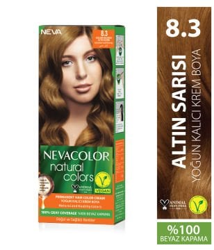 Nevacolor Natural Colors 8.3 Altın Sarısı - Kalıcı Krem Saç Boyası Seti