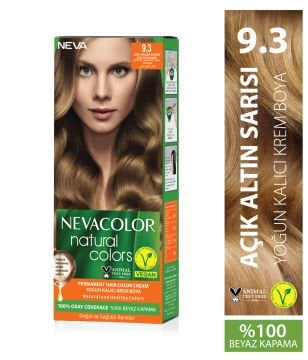 Nevacolor Natural Colors 9.3 Açık Altın Sarısı - Kalıcı Krem Saç Boyası Seti