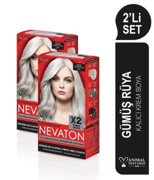 NEVATON 2 x 2'Lİ SET GÜMÜŞ RÜYA Kalıcı Krem Saç Boyası Seti (4 boya + 4 oksidan)