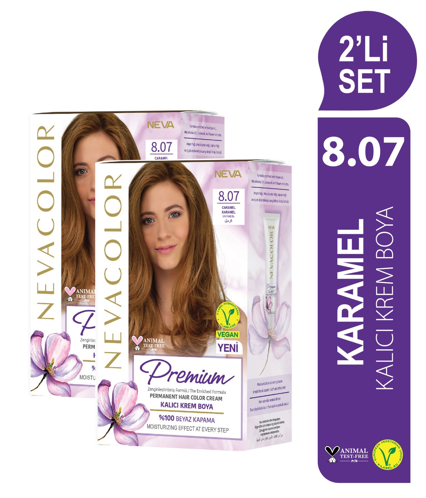 NC Premium 2'Lİ SET  8.07 KARAMEL Kalıcı Krem Saç Boyası Seti
