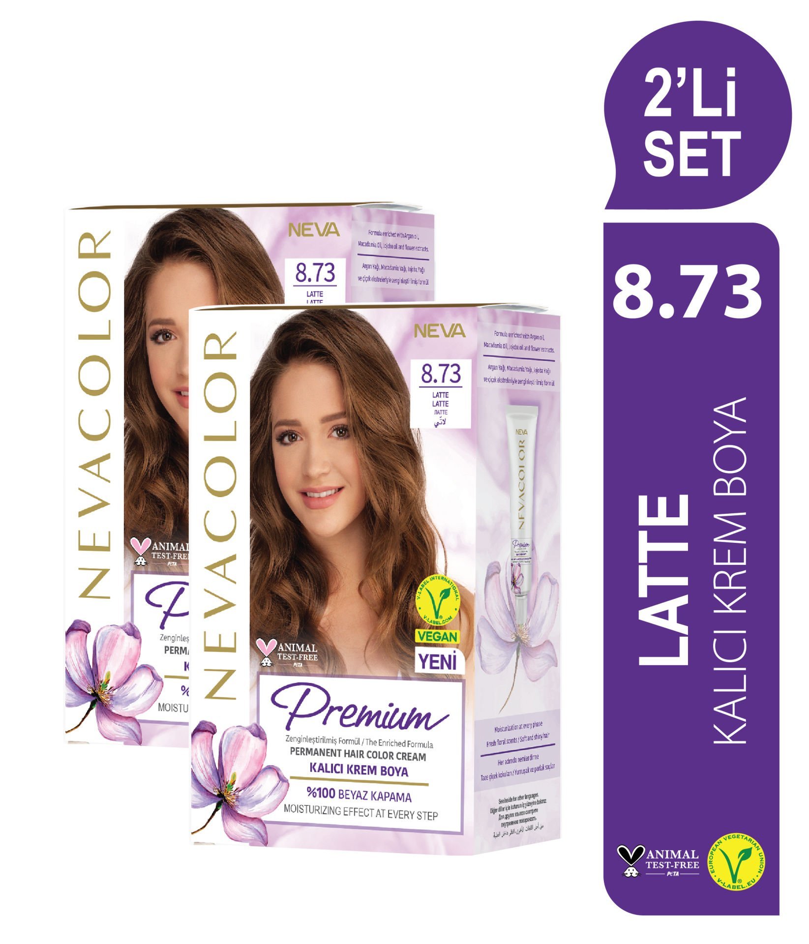 NC Premium 2'Lİ SET  8.73 LATTE Kalıcı Krem Saç Boyası Seti
