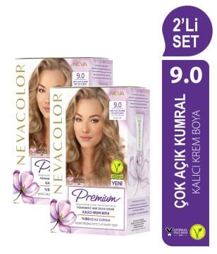 NC Premium 2'Lİ SET  9.0 ÇOK AÇIK KUMRAL Kalıcı Krem Saç Boyası Seti