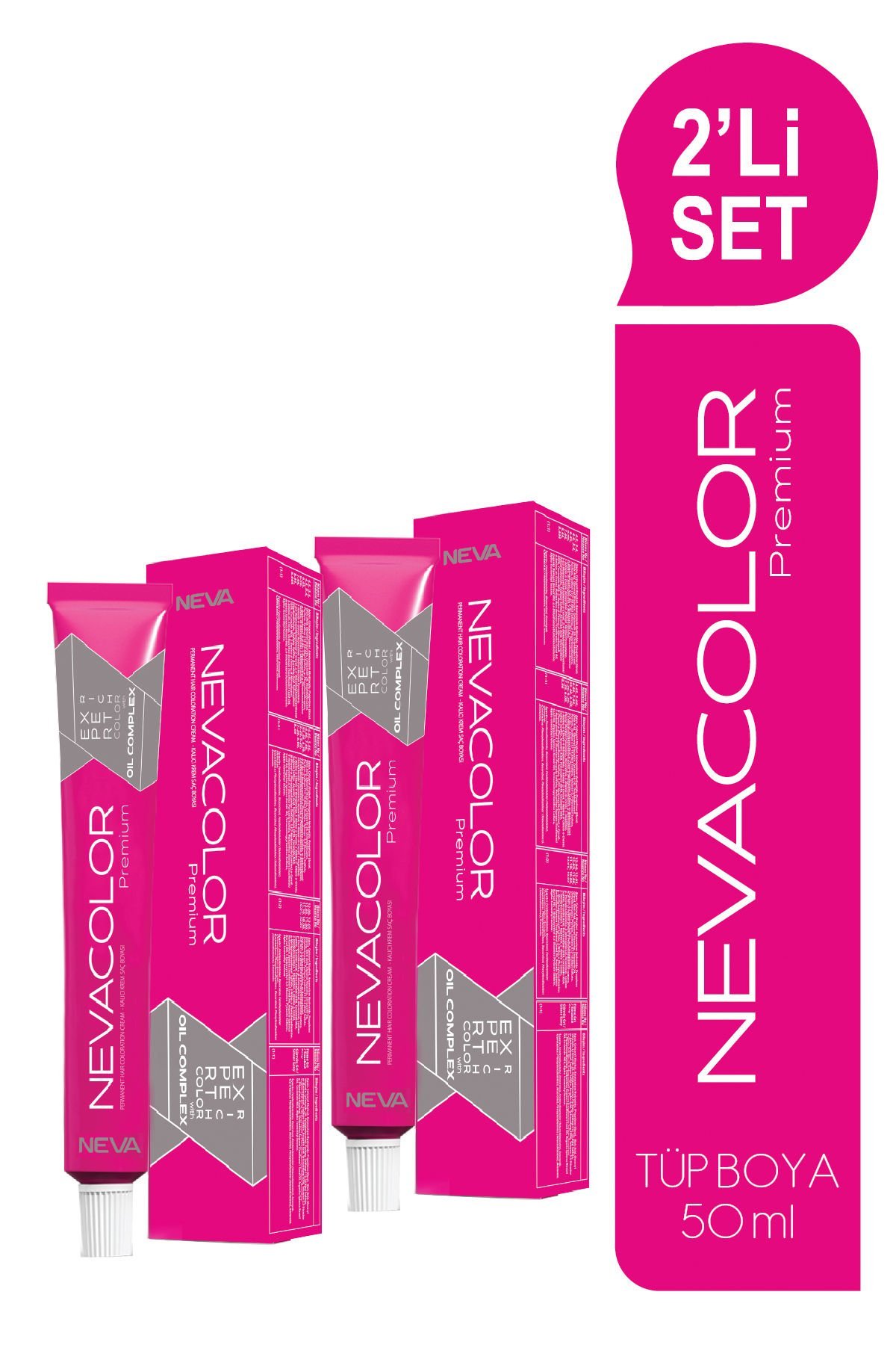 NEVACOLOR Premium 2'Lİ SET  1. SİYAH Kalıcı Krem Saç Boyası (50ml x 2 adet)