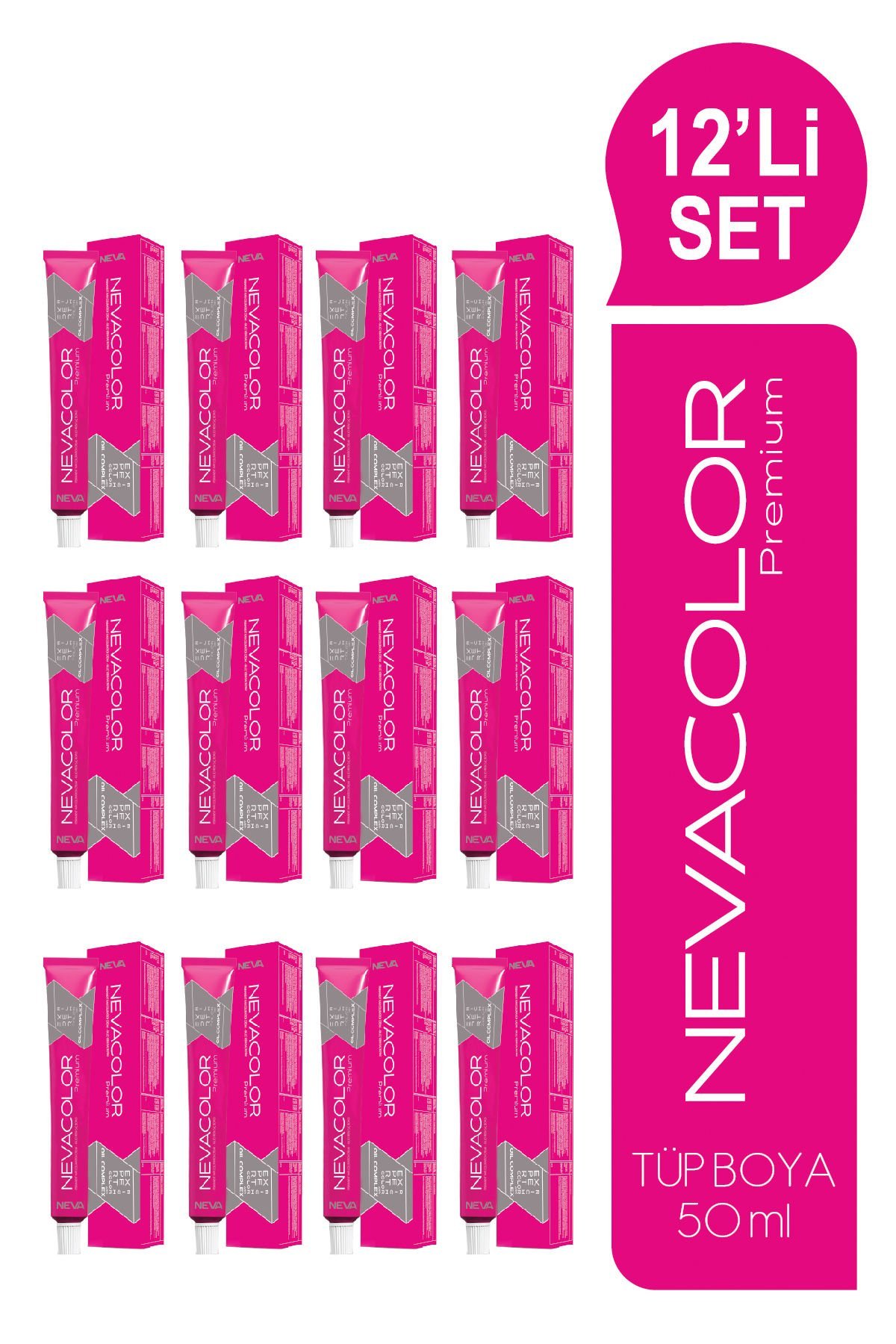 NEVACOLOR Premium 12'Lİ SET  6.7 ÇİKOLATA KAHVE Kalıcı Krem Saç Boyası (50ml x 12 adet)