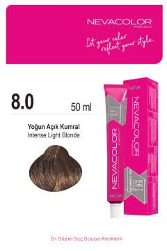 Nevacolor Premium 8.0 Yoğun Açık Kumral - Kalıcı Krem Saç Boyası 50 g Tüp