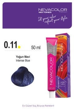 Nevacolor Premium 0.11 Yoğun Mavi - Kalıcı Krem Saç Boyası 50 g Tüp