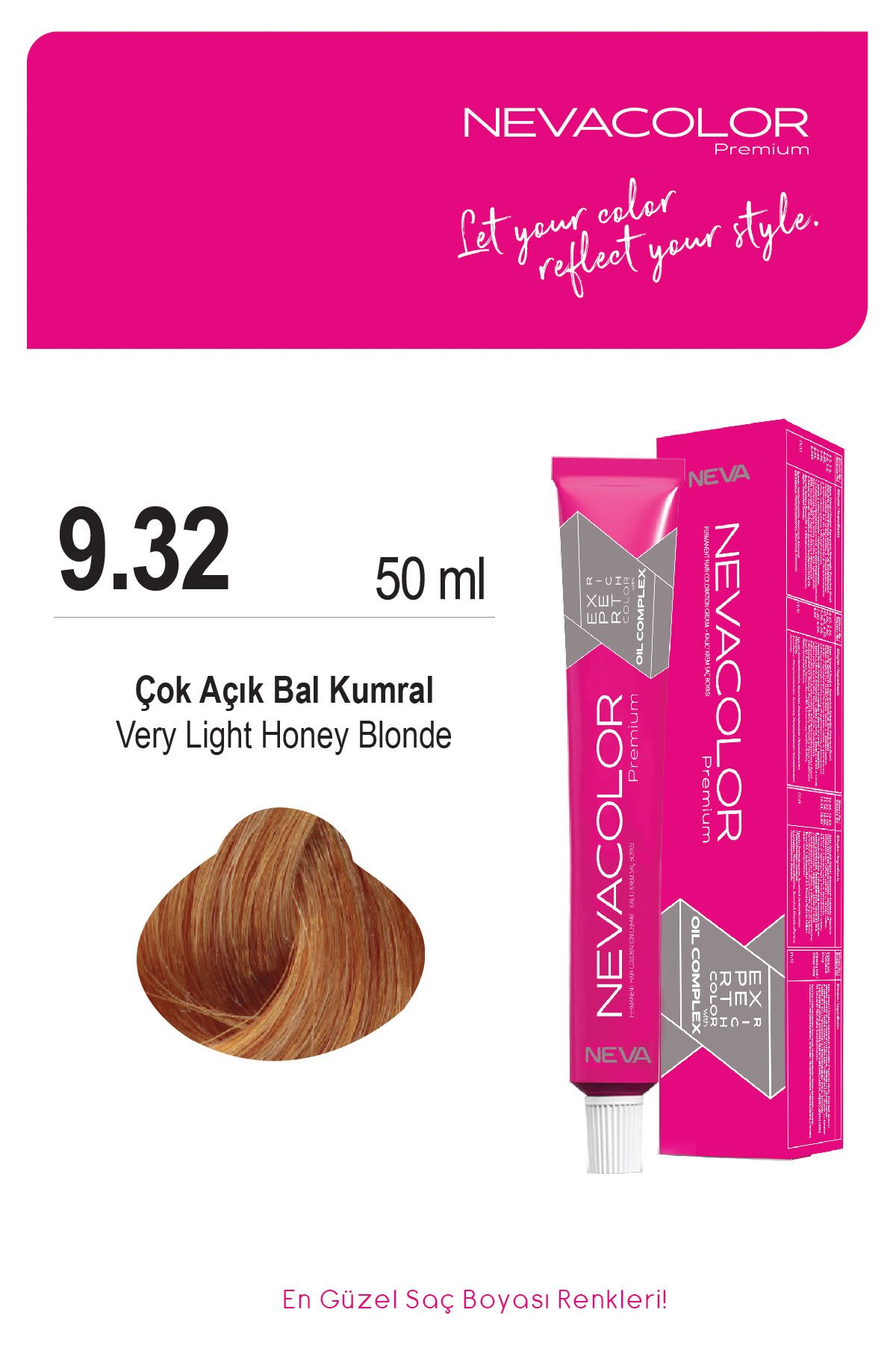 Nevacolor Premium 9.32 Bal Kumral - Kalıcı Krem Saç Boyası 50 g Tüp