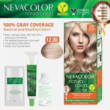 Nevacolor Natural Colors 12.00 Yoğun Doğal Süper Açıcı - Kalıcı Krem Saç Boyası Seti