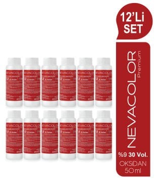 NEVACOLOR Premium 12'Lİ SET ŞİŞE  %9 (30V) Oksidasyon Krem (50ml x 12 adet)