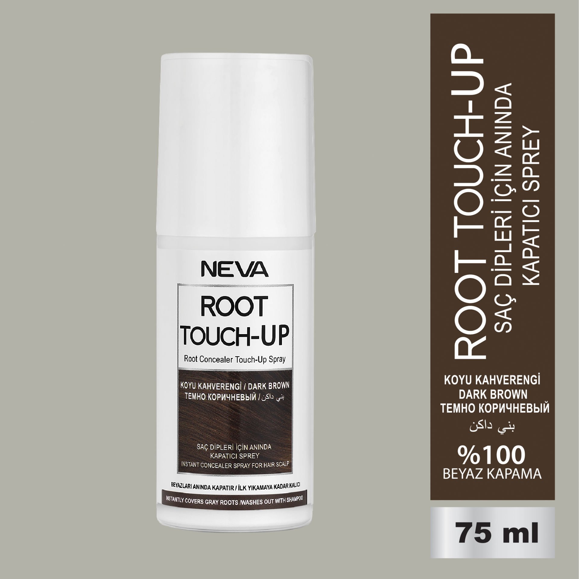 NEVA ROOT TOUCH-UP Saç Dipleri İçin Anında Kapatıcı Sprey- Koyu Kahverengi 75ml