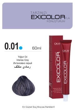 Exicolor 0.01 Yoğun Gri - Kalıcı Krem Saç Boyası 60 ml Tüp