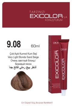 Exicolor 9.08 Çok Açık Kumral Kum Beji - Kalıcı Krem Saç Boyası 60 ml Tüp