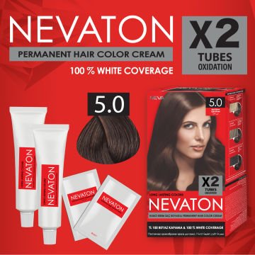 Nevaton 5.0 Açık Kahve Kalıcı Krem Saç Boyası