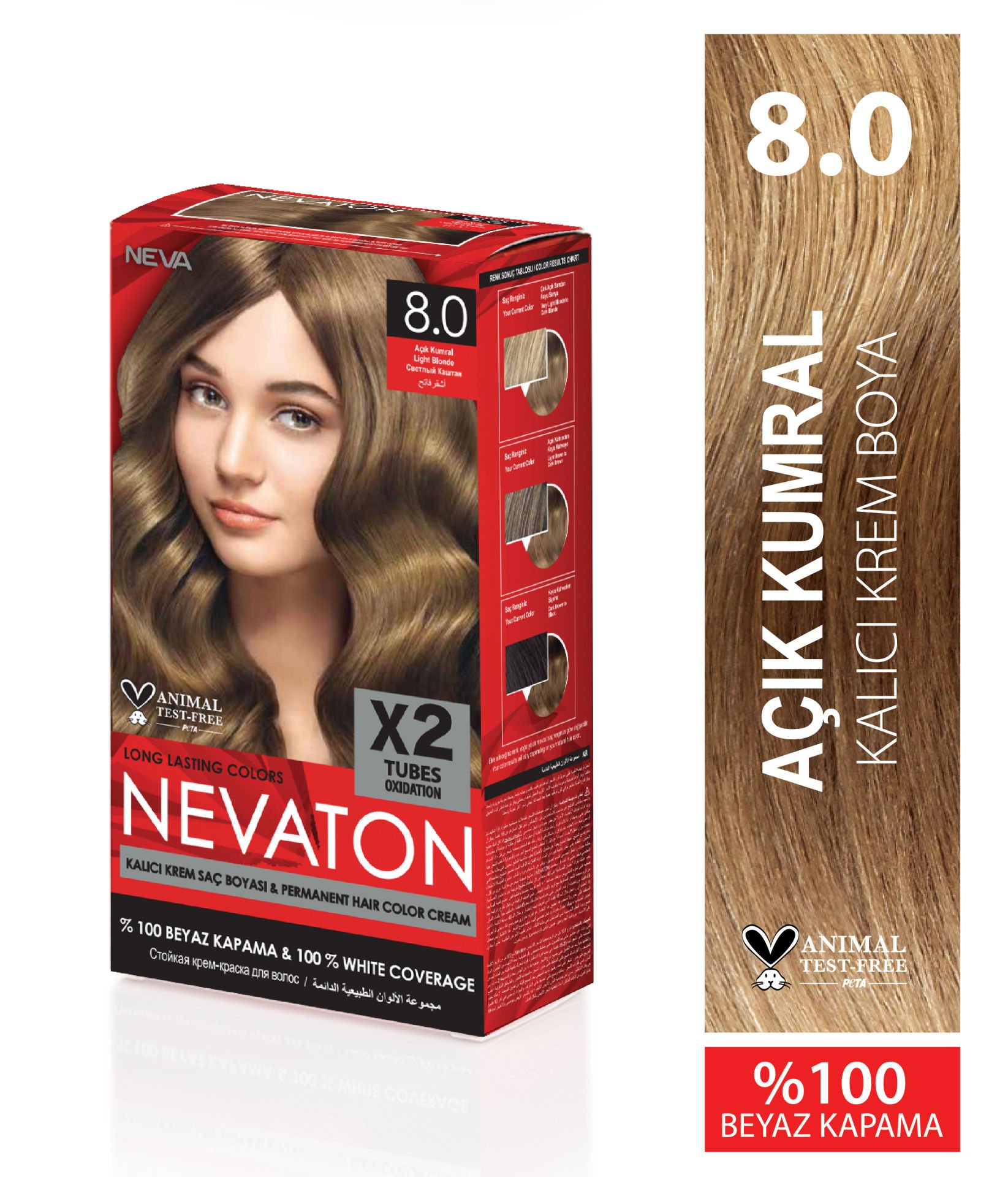 Nevaton 8.0 Açık Kumral Kalıcı Krem Saç Boyası