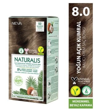 Nevacolor Naturalis Vegan Yoğun Açık Kumral 8.0 Kalıcı Krem Saç Boyası Seti