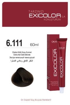 Exicolor 6.111 Ekstra Küllü Koyu Kumral - Kalıcı Krem Saç Boyası 60 ml Tüp